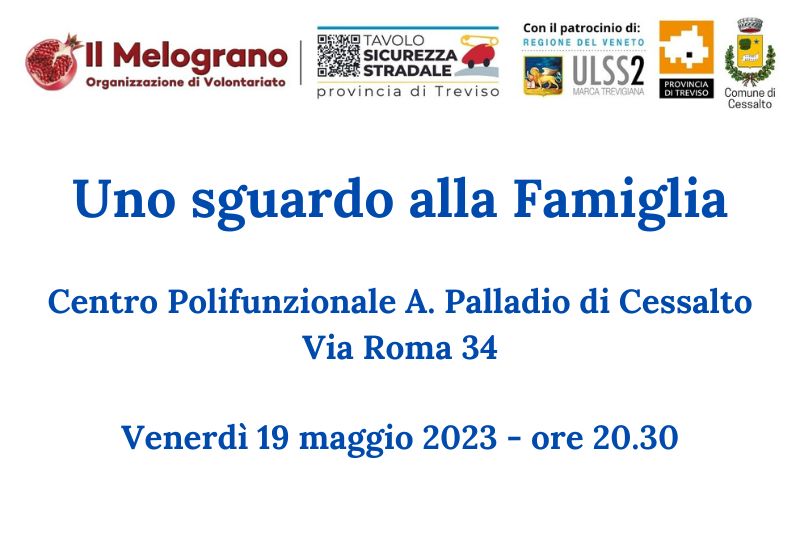"Uno sguardo alla famiglia", il 19 maggio incontro a Cessalto su sicurezza stradale e dipendenze